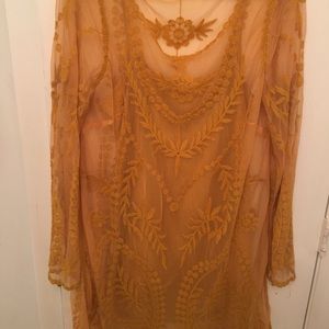 Mustard yellow midi dress